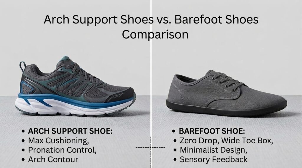 Arch support shoes vs barefoot shoes comparison